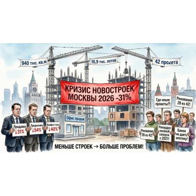 Совокупная площадь сданных новостроек в Москве за год упала на треть - Ъ