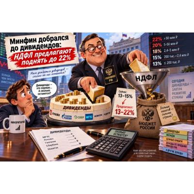 МИНФИН ПРЕДЛОЖИЛ ОБЛАГАТЬ ПАССИВНЫЕ ДОХОДЫ РОССИЯН ПО СТАВКАМ НДФЛ 13–22%.